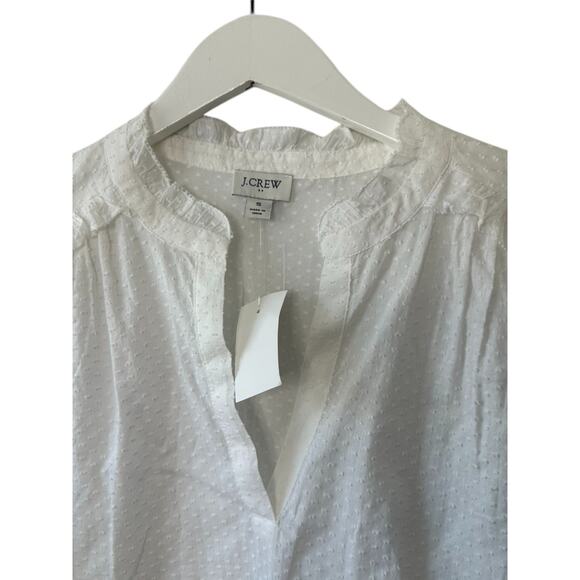 J.Crew White Popover Ruffle Top in Swiss Dot Women's Size Small New - Picture 3 of 7